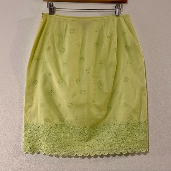Ann Taylor Lined Cotton Green Skirt - Picture 1 of 8